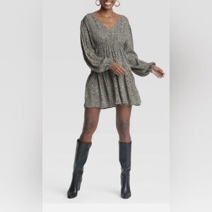 Women’s Balloon Sleeve Dropped Waist Dress